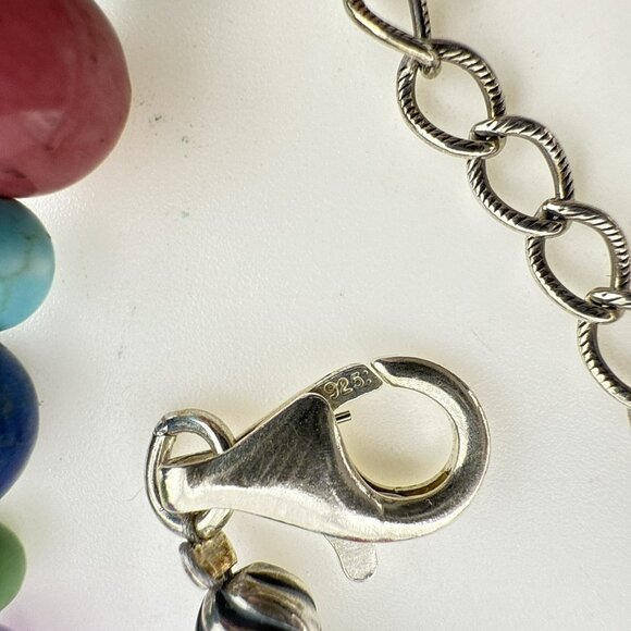 Carolyn Pollack Necklace Multi Gem Turquoise Lapis Amethyst Rhodonite Beaded 925 - Picture 10 of 12